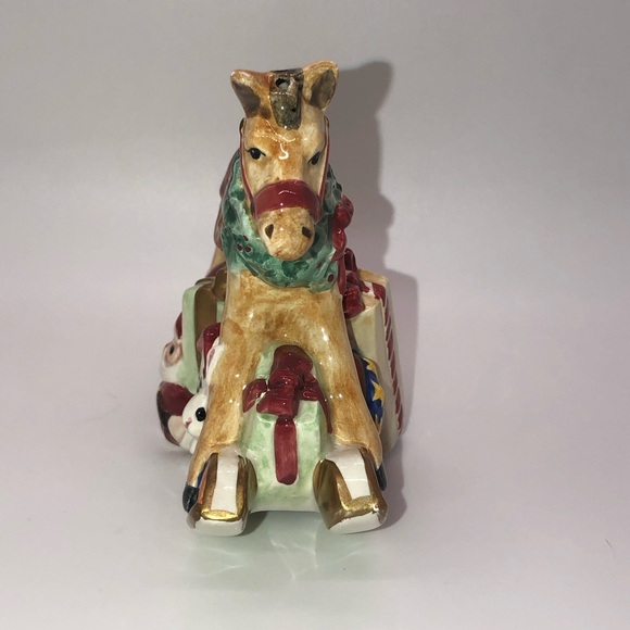 Fitz & Floyd Old FASHION CHRISTMAS Salt & Pepper Shakers Rocking Horse And Bear - Picture 8 of 13